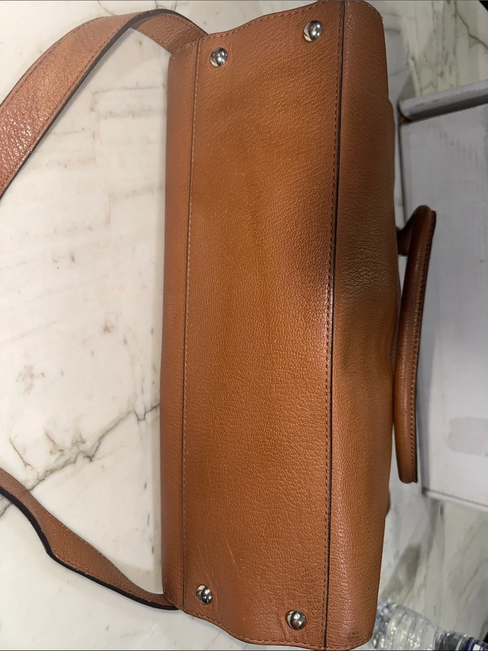 Michael Kors Tan Leather Satchel with Chain Shoulder Strap